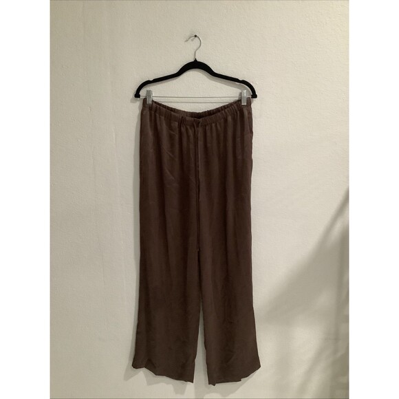 Banana Republic Silky Wide Leg Pants Drawstring Waist Medium Brown NWT - Picture 6 of 8
